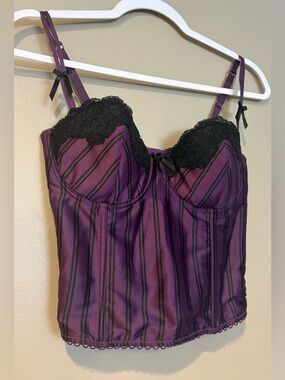 steampunk gothic burlesque bustier corset top romantic pinstripe lace bra